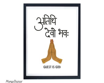Atithi Devo Bhava Art Print, Indian Guest Room Decor (Digital Download)