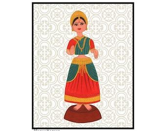 Thalaiyatti Bommai Art Print, Traditional Indian Doll (Digital Download)