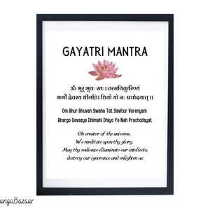 Gayatri Mantra Art, Hindu Prayer Shlok, Yoga Room Decor (Digital Download)