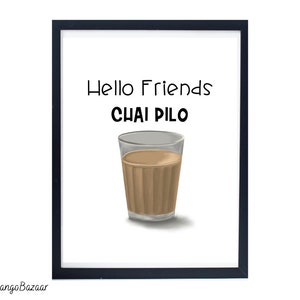 Funny Indian Chai art, desi masala cutting chai, tea wall art for home, kitchen, restaurant cafe decor, printable digital art by MangoBazaar