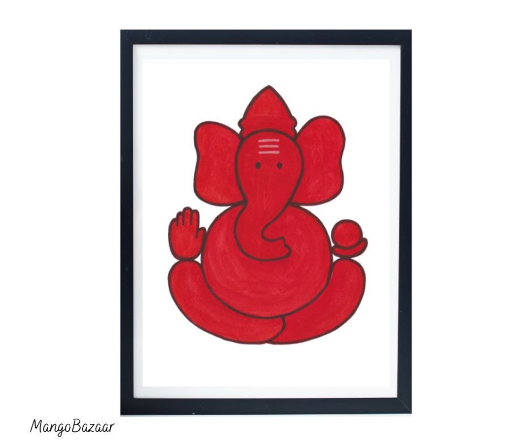 Ganesha Art Hindu Festive Diwali Decor Orange Ganapati Etsy