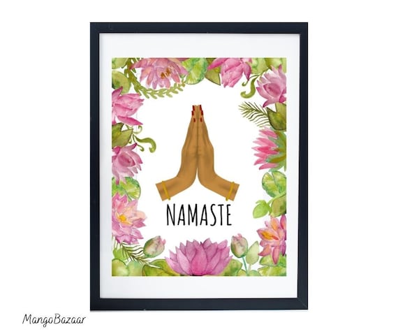 Buy Namaste Printable, Hands, Lotus Water Lily, Indian Welcome Sign,  Entryway, Yoga Studio, Living Room, Digital Printable Art by Mangobazaar  Online in India - Etsy