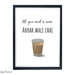 Indian Chai art, desi masala cutting chai, tea wall art for home, kitchen, restaurant cafe decor, printable digital art by MangoBazaar
