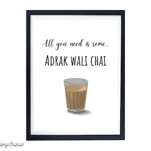 Indian Chai art, desi masala cutting chai, tea wall art for home, kitchen, restaurant cafe decor, printable digital art by MangoBazaar image 1