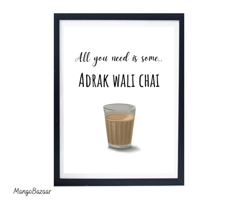 Indian Chai art, desi masala cutting chai, tea wall art for home, kitchen, restaurant cafe decor, printable digital art by MangoBazaar image 1