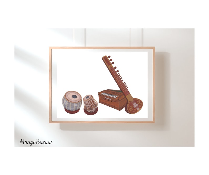 Indian Musical Instruments Tabla, Harmonium and Sitar, Classical Music