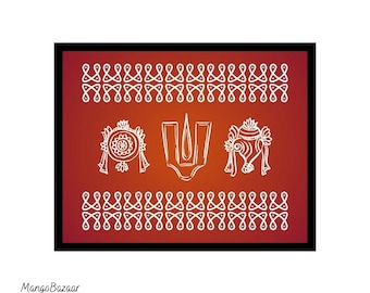 Lord Tirupati Kolam Art Print, Traditional Indian Design (Digital Download)