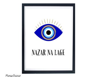 Nazar Na Lage Evil Eye Print, Protection Art (Digital Download)