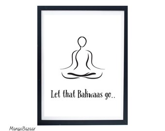 Bakwaas Yoga Pose Print, Funny Desi Slang, Minimalist Art (Digital Download)