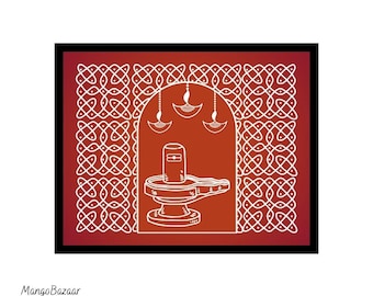 Lord Shiva Kolam Art Print, Traditional Indian Rangoli Design (Digital Download)
