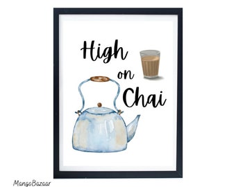 Indian Chai Tea Wall Art, Kitchen Cafe Decor (Digital Download)