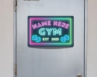 Personalised Neon Effect Gym Sign: Custom Metal Wall Art