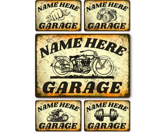 Letrero de garaje para motocicletas: decoración vintage personalizada para el hogar.