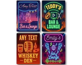 Letrero de bar de neón personalizado: Arte de pared de metal retro