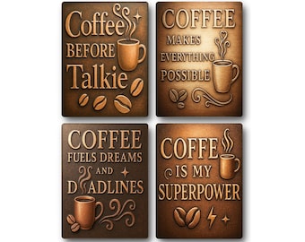 Kitchen Plaques - Coffee Wall Art Metal Signs - 6 Options