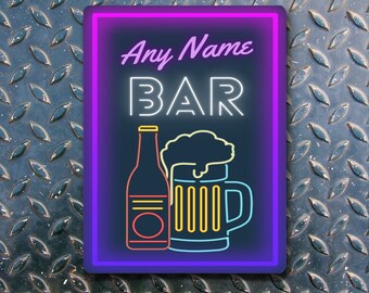 Letrero de bar personalizado: Arte mural metálico estilo neón personalizado