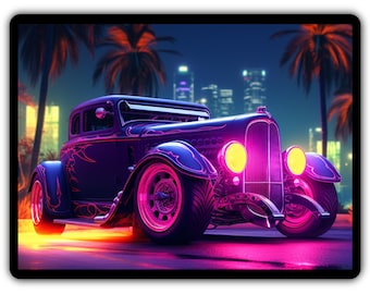 Arte mural de coches Hot Rod: placas metálicas para dormitorio, hogar, cueva masculina y garaje.