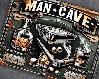 Letrero metálico "Man Cave" para sala de juegos: regalos de Navidad para él
