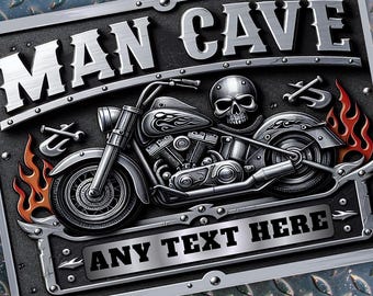 Letrero personalizado para garaje de moto: placa con nombre personalizada para tu mancave, regalo de Navidad para él