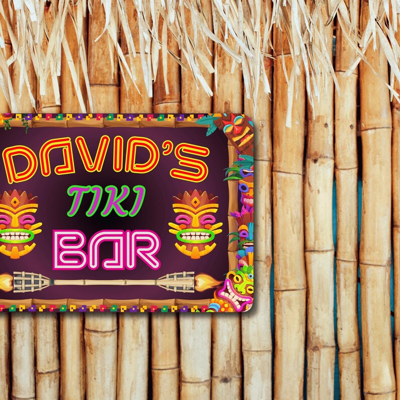 Sign for Tiki Bar Custom Metal Wall Art for Home Bar, Man Cave Gift