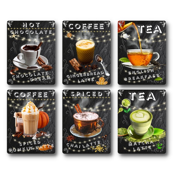 Coffee Signs Kitchen Decor, Metal Wall Art Retro Plaques for Coffee Bar, Cafe Restaurant & Home