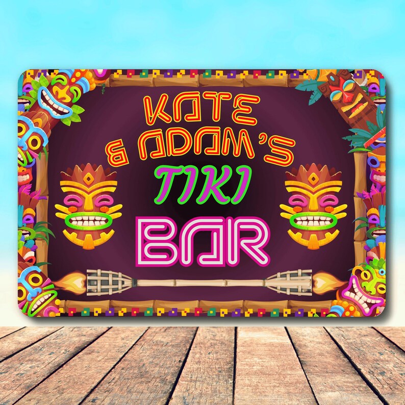 Sign for Tiki Bar Custom Metal Wall Art for Home Bar, Man Cave Gift