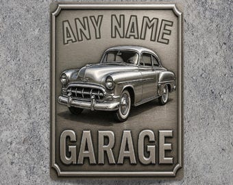 Letrero personalizado para garaje - Placa de pared de coches antiguos - Regalo de Navidad para él