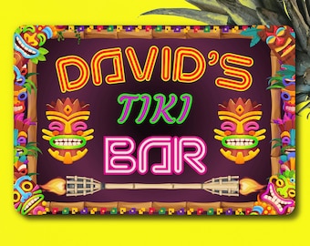 Letrero metálico personalizado para bar Tiki: decoración personalizada para tu bar.
