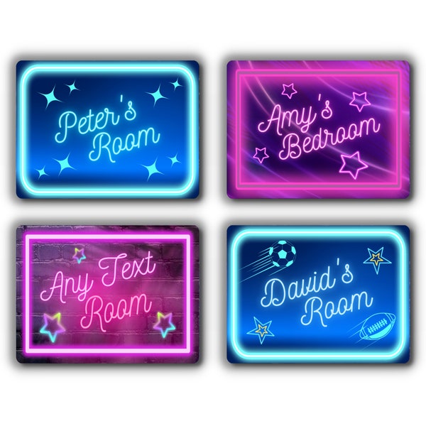 Personalised Bedroom Sign - Retro Neon Style Door Sign for Girls, Kids, Gaming, Playroom or Nursery