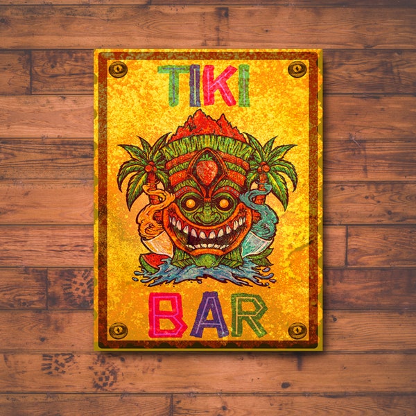 Tiki Decor Tiki Bar Signs - Rusty Metal Wall Art, Gifts for Christmas | Stocking Fillers | For House Decor, Home, Kitchen, Drinks, Pub, Shed