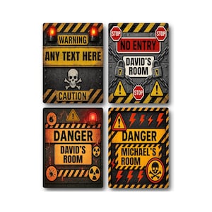 Personalised Metal Room Sign: Danger, Keep Out, Caution Gaming