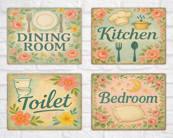 Room Name Signs for Home - Shabby Chic Decor for House Decoration
