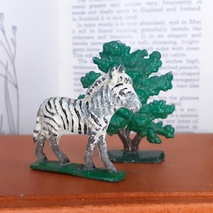 Vintage Pair of "Flatties - Zinnfiguren" Solid Lead - Zebra and Shrub - German Made or Early Britain