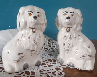 Mid-century Staffordshire Flat Back Dogs - Small (3 1/2") Pair of Beswick Spaniels - 1378-7