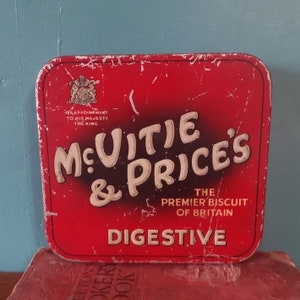 Vintage McVitie & Price's spijsverteringsblikje "The Premier Biscuit of Britains" 1930-1950
