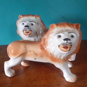 Antique Large Scottish &quot;Bo&#39;ness&quot; Standing Pair of Lions