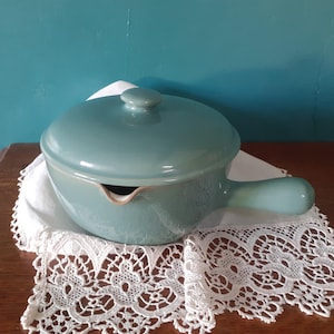 Vintage Denby 2pt Kasserolle mit Deckel, Griff und Ausgießer - Manor Green 1950er Jahre