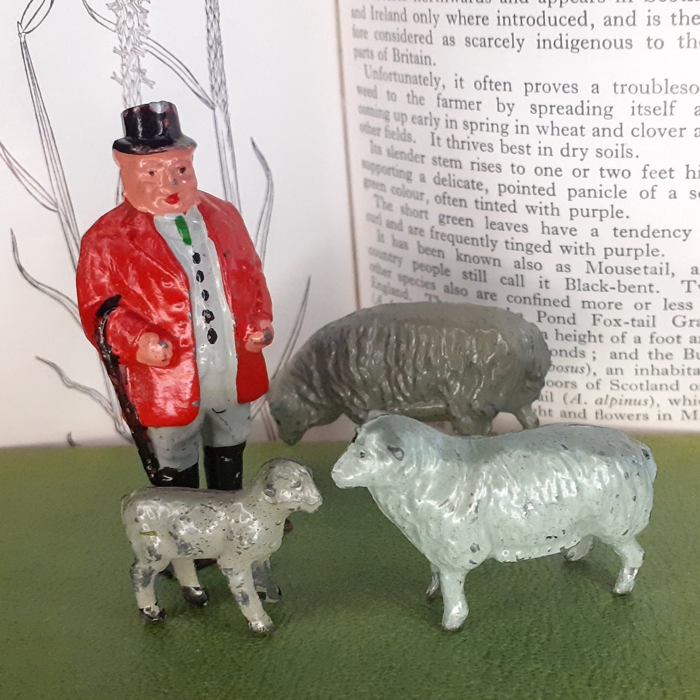 Vintage Johillco Farmer with a Ram, Ewe, and Lamb