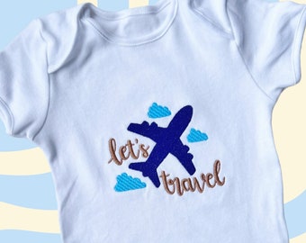 First Time Flyer Embroidered Baby Vest, My First Holiday, Adventure Time, Children's Holiday T-Shirt, Flying Bodysuit