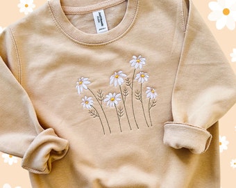 Personalised Floral Jumper, Floral Sweatshirt For Kids, Wild Flowers Jumper, Embroidery Gift, Custom Gift