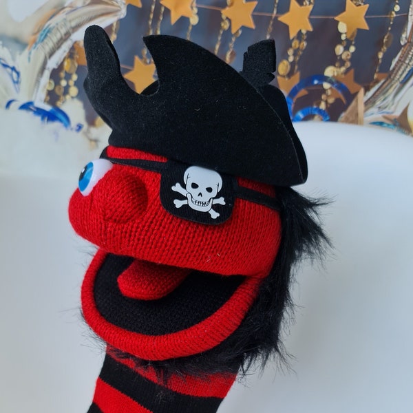 Personalised Pirate Hand Puppet , Handmade Puppet ,Custom Pirate, Bedtime Story Teller