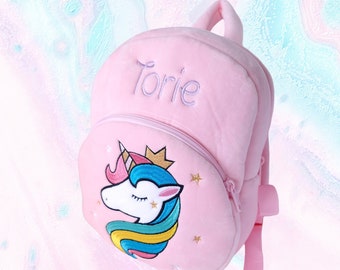 Personalised Backpack, Unicorn Bag, Custom Embroidery, Toddler Backpack , Custom Plush, Nursery Bag