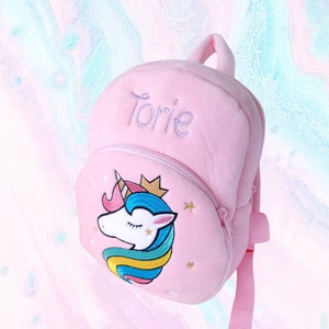 Personalised Backpack, Unicorn Bag, Custom Embroidery, Toddler Backpack , Custom Plush, Nursery Bag