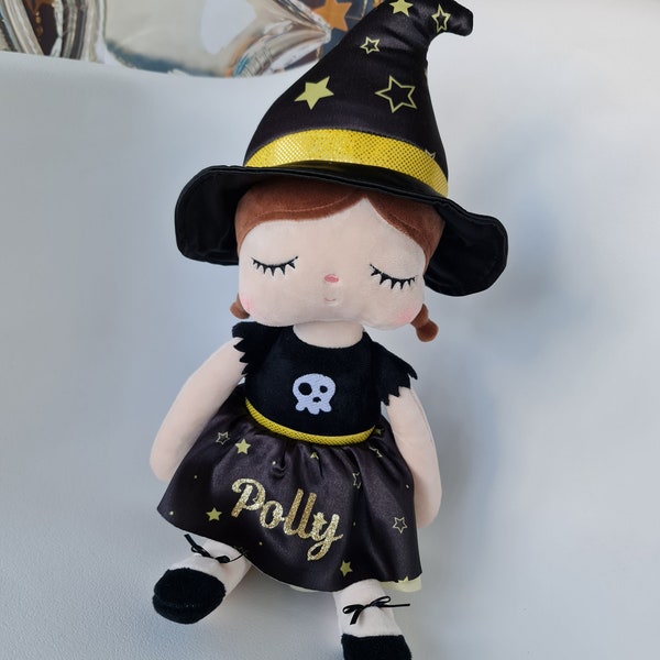 Personalised witch doll , halloween plush doll, custom rag doll, spooky soft doll , custom made , halloween gift