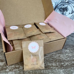 Kraft paper bags con stampa personalizzata, bustine in carta craft con trama in rilievo per confettate o lancio del riso