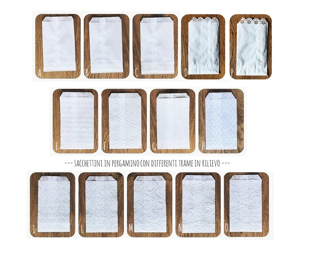 Mix 10 Vellum paper bags, bustine in carta pergamina, mix a scelta tra