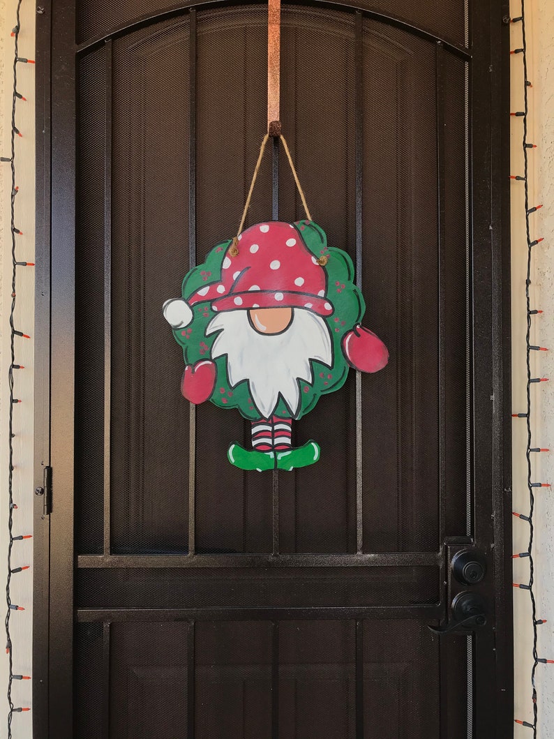 Christmas Gnome Door Hanger Gnome Door Hanger Elf Door Etsy