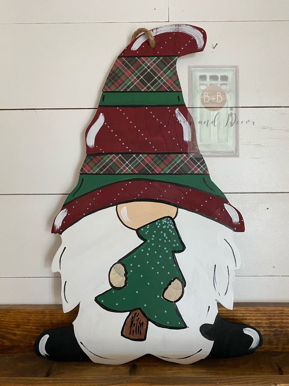 Christmas Gnome Christmas Door Hanger Holiday Hanger Etsy