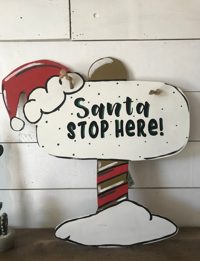 North Pole Door Hanger Santa Stop Here Door Hanger Santa Door Hanger Christmas Door Hanger
