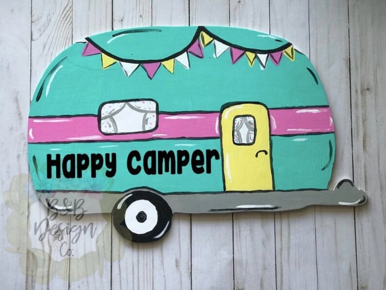 Camper Decor Camping Sign Happy Camper Door Hanger Camper Door Hanger